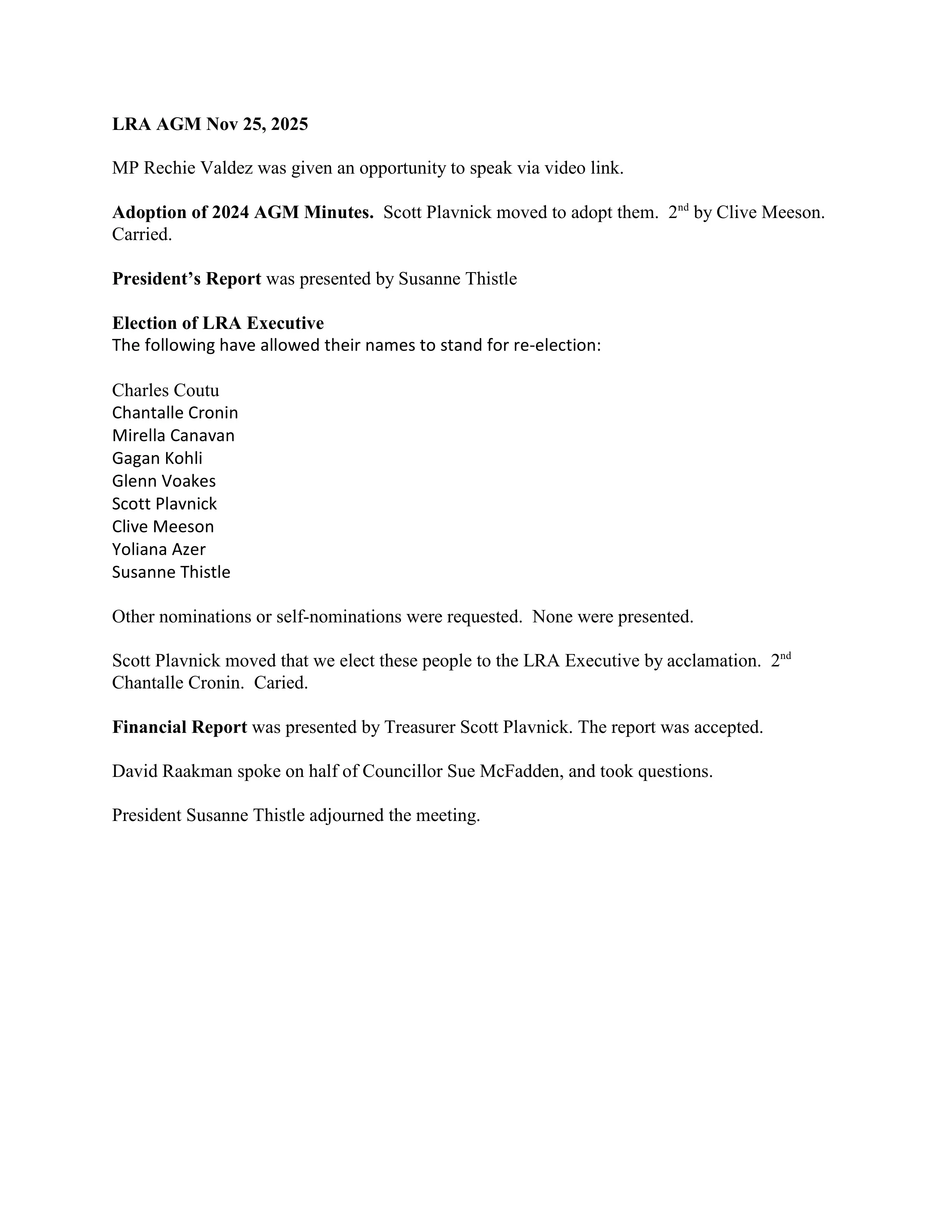AGM 2025 Draft Minutes
